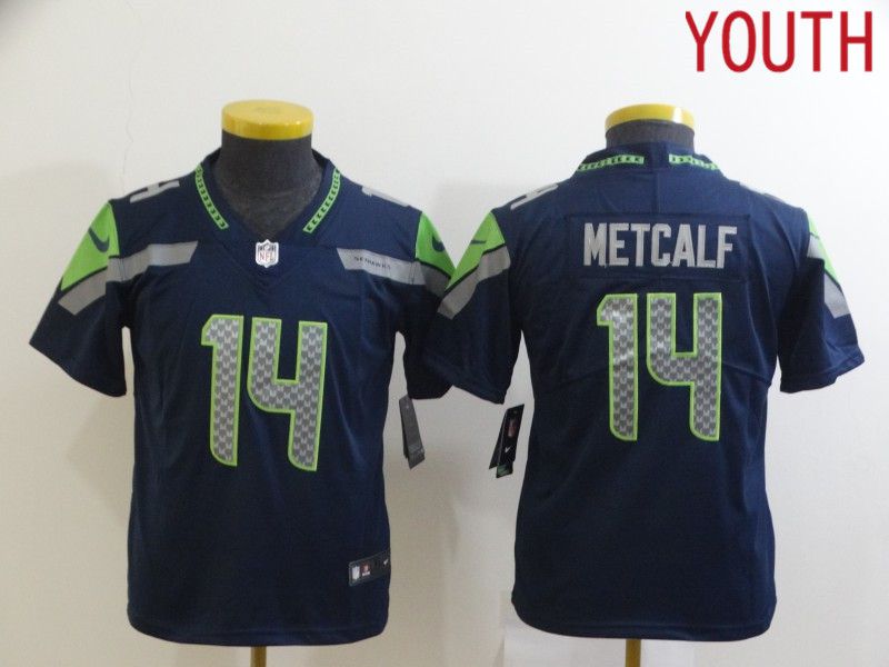 Youth Seattle Seahawks #14 Metcalf Blue Nike Limited Vapor Untouchable NFL Jerseys->philadelphia eagles->NFL Jersey